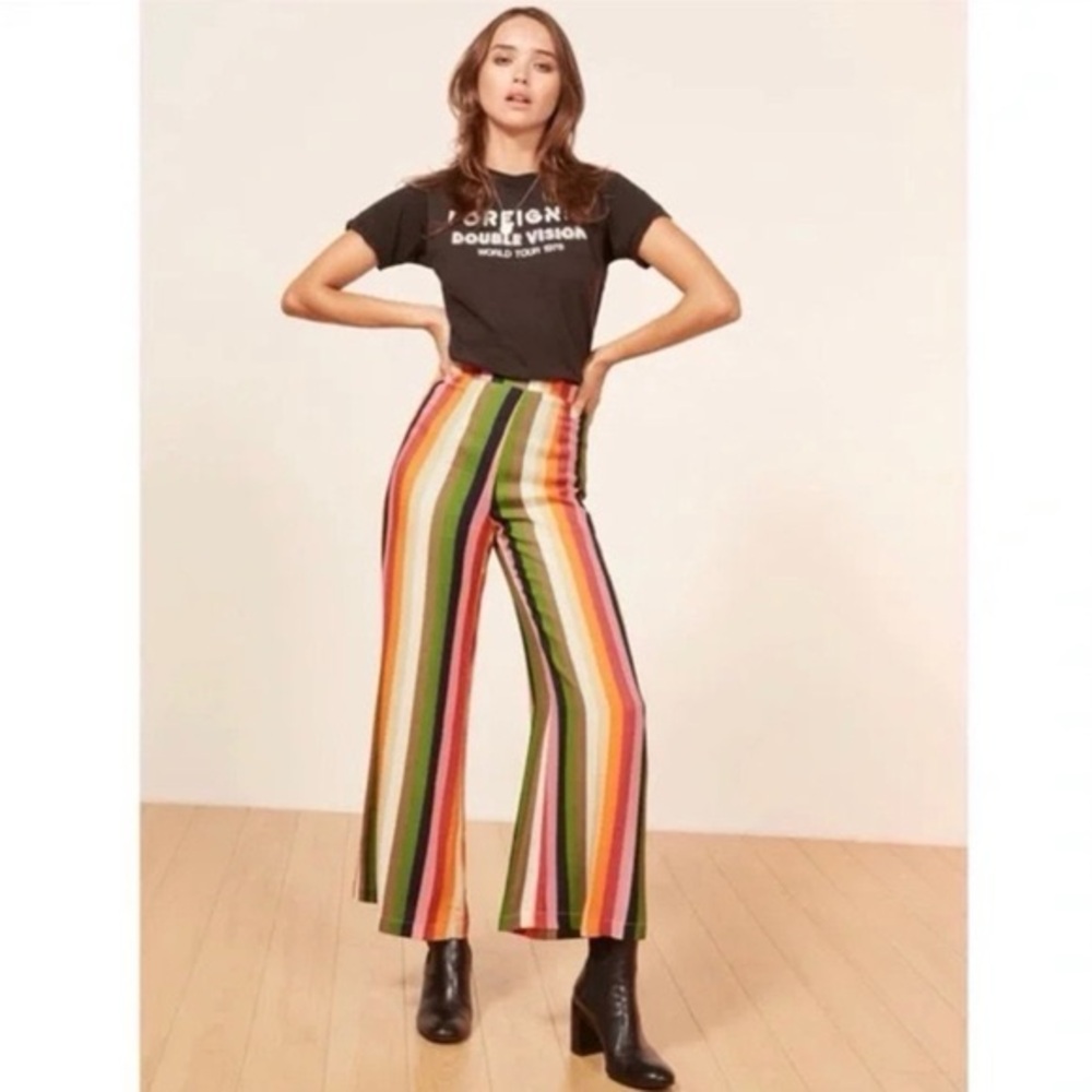 Reformation Multicolor Striped Wide Leg Pants